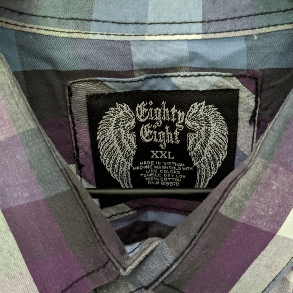 👣Eighty Eight Purple and Black Plaid Western Shirt - Picture 2 of 4
